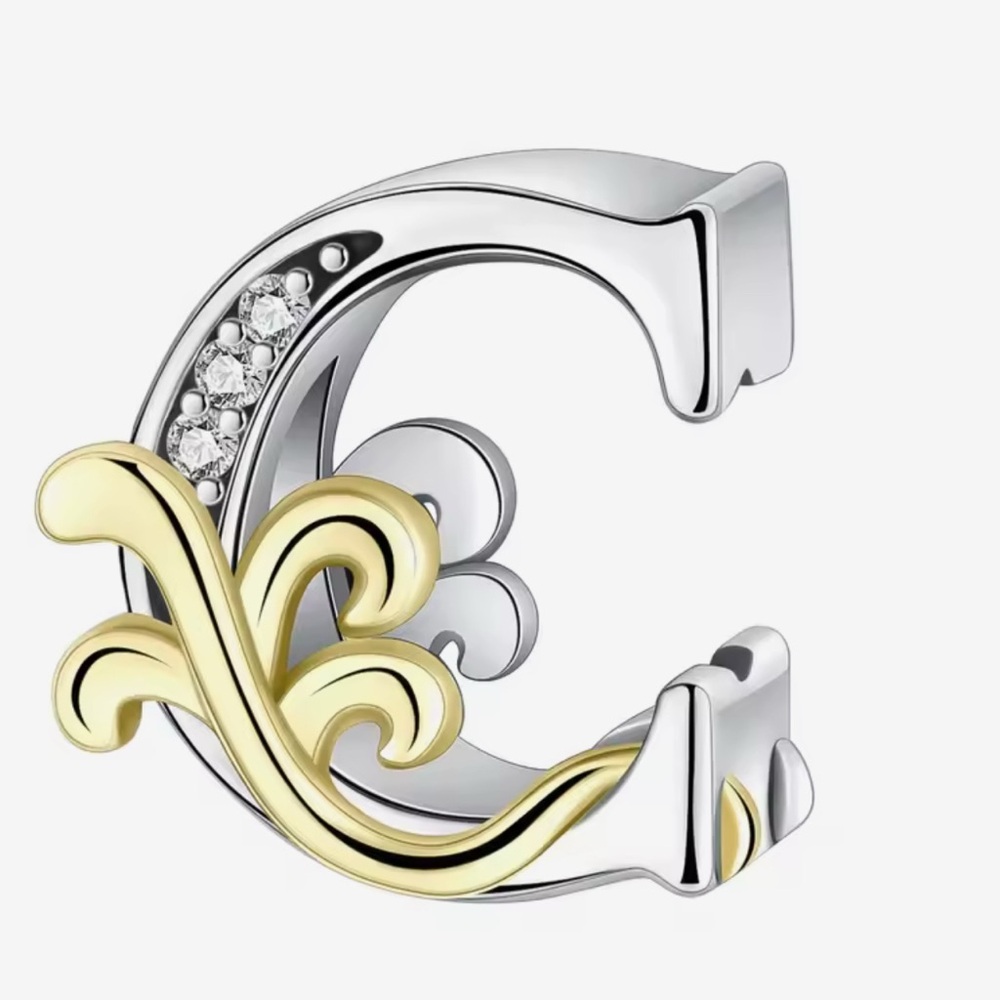 🐘🐘 S925 Sterling Silver and Gold Initial “C” Charm - Picture 2 of 2